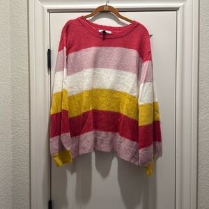 Ballon sleeve stripe sweater